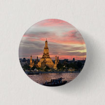 Pôr do sol em Bangkok - Templo Wat Arun sobre Chao