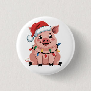 Bóton Redondo 2.54cm Porco Papai Noel do Natal Festa de Natal Porco de