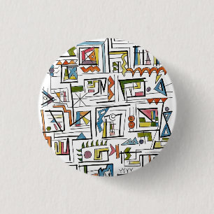 Bóton Redondo 2.54cm Portland-Abstrato Geométrico Artístico Caprichoso