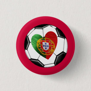 Bóton Redondo 2.54cm Português: bandeira & coração
