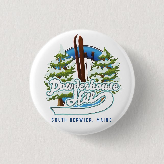 Bóton Redondo 2.54cm powderhouse hill sul berwick maine logotipo (Frente)