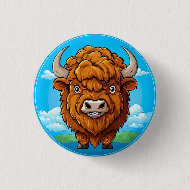 Bóton Redondo 2.54cm 🎯 Prendedor de Bisonte de Desenho para Fãs de Vid (Frente)