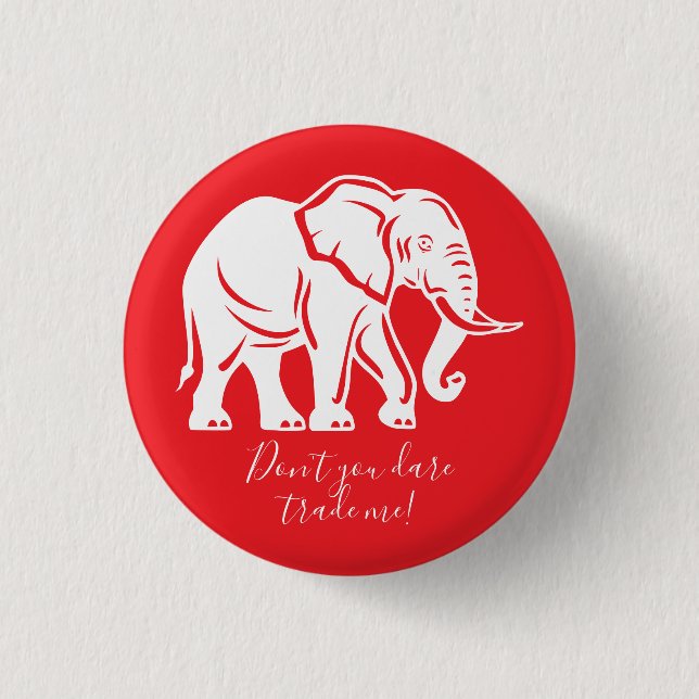 Bóton Redondo 2.54cm Presente Brincadeira Elefante Branco (Frente)