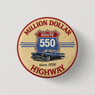 Bóton Redondo 2.54cm Presente de carro clássico da Million Dollar Highw