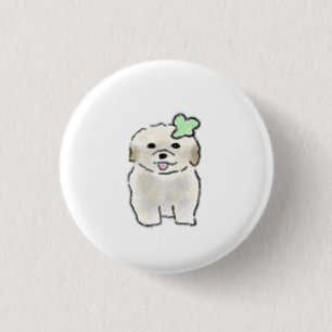 Bóton Redondo 2.54cm Presente de Mãe de Cachorro Bichon Frise Trevo de