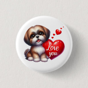 Bóton Redondo 2.54cm Presente namorados - Shih Tzu Sparkle