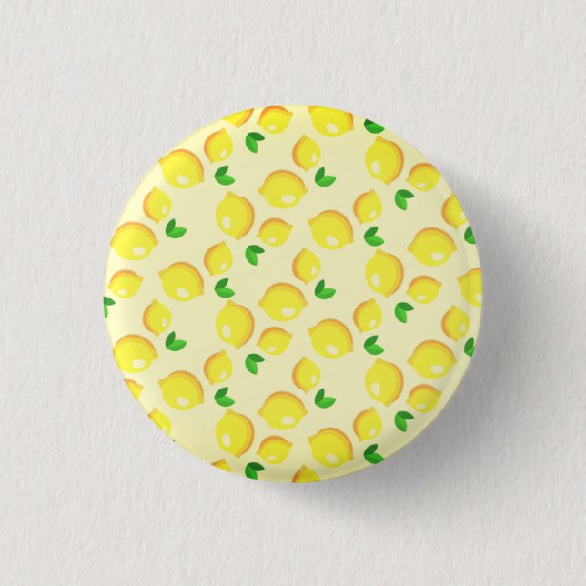 Bóton Redondo 2.54cm Presente no Botão Limões Amarelo (Frente)