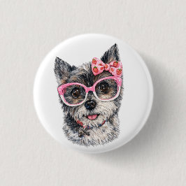 Bóton Redondo 2.54cm Presente Yorkshire Terrier para Amantes de Cães
