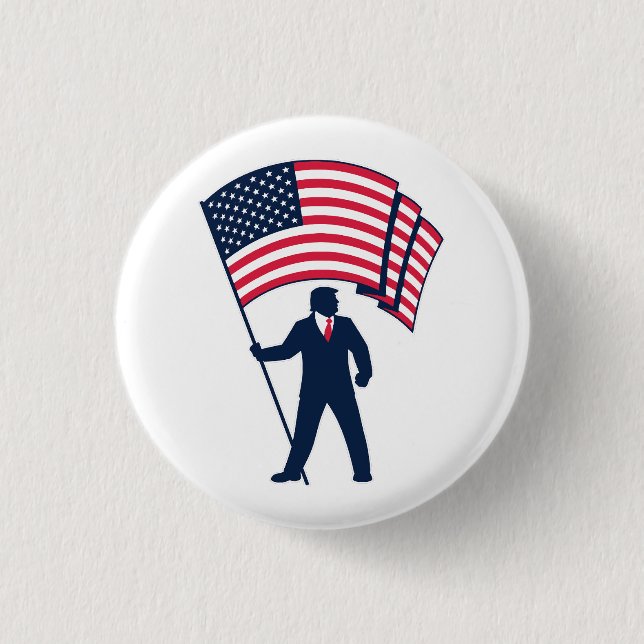 Bóton Redondo 2.54cm Presidente Trump Bearing Bandeira dos EUA (Frente)
