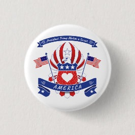 Bóton Redondo 2.54cm Presidente Trump faz uma AMÉRICA Excelente