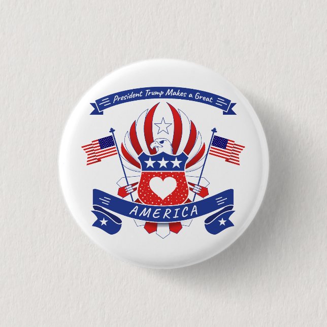 Bóton Redondo 2.54cm Presidente Trump faz uma AMÉRICA Excelente (Frente)