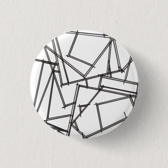 Bóton Redondo 2.54cm Preto e Branco Geométrico (Frente)