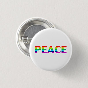 Bóton Redondo 2.54cm Pride Peace lgbt lgbtq gay arco-íris branco