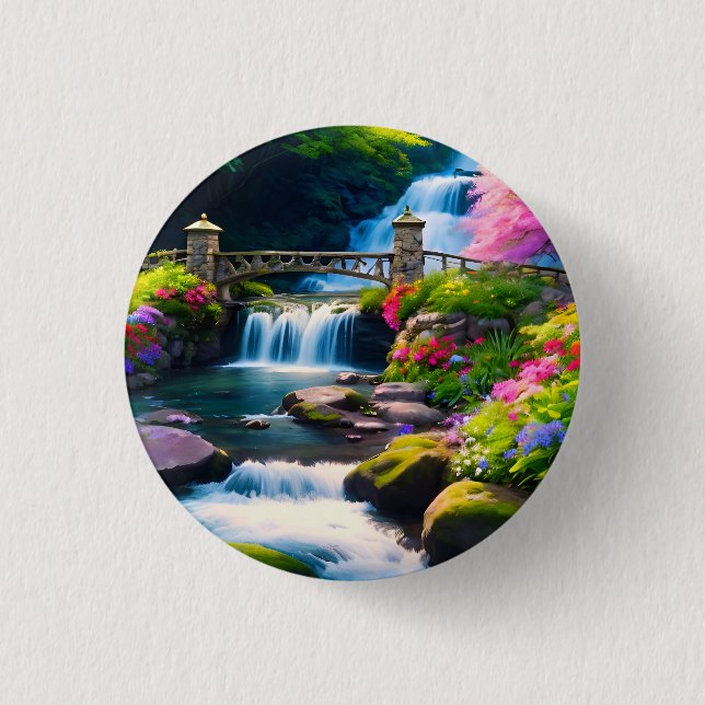Bóton Redondo 2.54cm Primavera Waterfall 1 (Frente)
