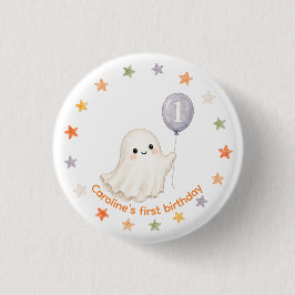 Bóton Redondo 2.54cm Primeiro Boo Fantasma | Primeiro Aniversário de Ha