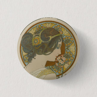 Bóton Redondo 2.54cm Primrose por Alphonse Mucha (1899)