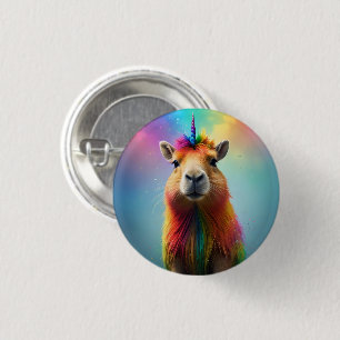 Bóton Redondo 2.54cm Prismhorn: O Arco-Íris Capybaraicorn