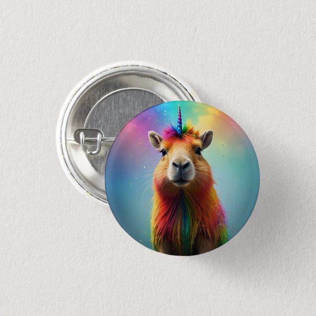 Bóton Redondo 2.54cm Prismhorn: O Arco-Íris Capybaraicorn (Frente & Verso)