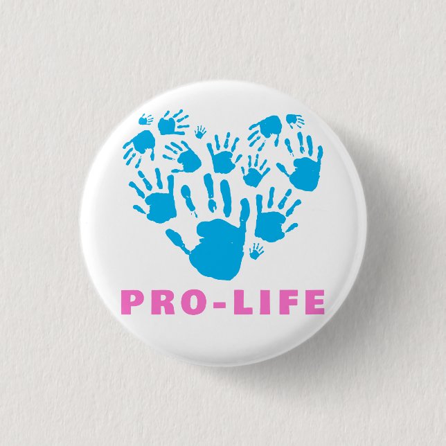 Bóton Redondo 2.54cm Pro-Life Handprint Heart – Value Life Awareness  (Frente)