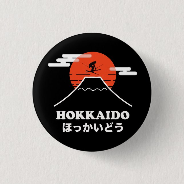 Bóton Redondo 2.54cm Pro Skier, Ski Snowboard, Japonês (Frente)