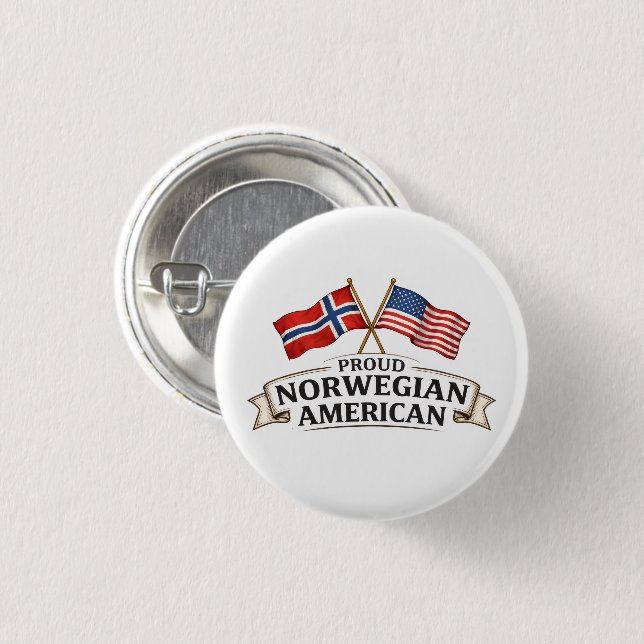 Bóton Redondo 2.54cm Proud Norwegian American Button (Frente & Verso)
