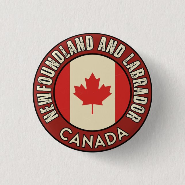 Bóton Redondo 2.54cm Província de Newfoundland e Labrador Canadá (Frente)