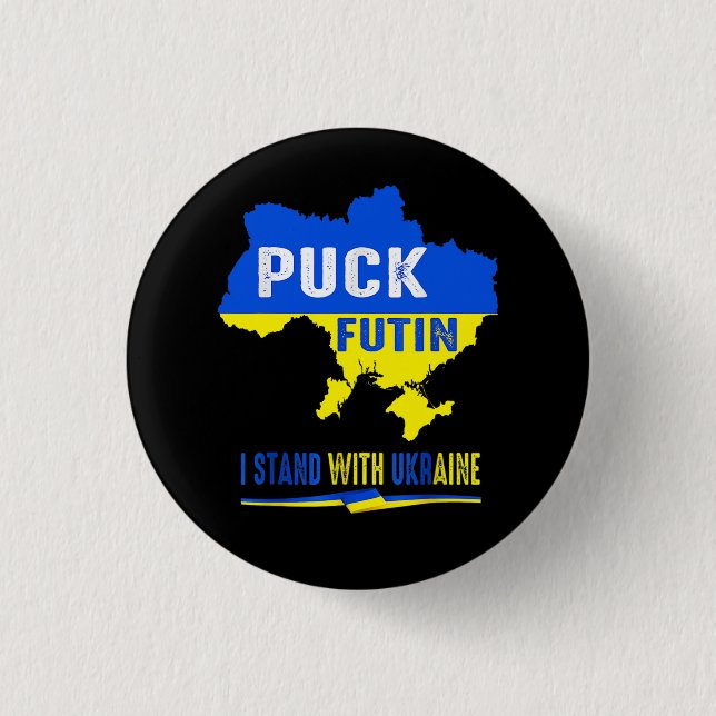BÓTON REDONDO 2.54CM PUCK FUTIN UCRÂNIA AZUL E AMARELO (Frente)