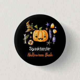 Bóton Redondo 2.54cm Pumpkin Spooktacular Festa de Halloween Bash, Pret