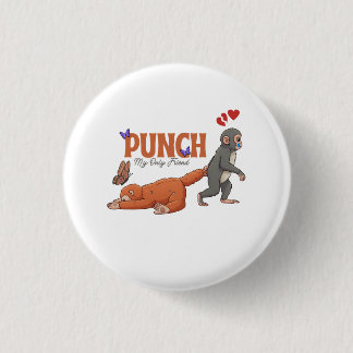 Bóton Redondo 2.54cm ‏Punch‑kun & Plush Monkey – Kawaii para Crianças