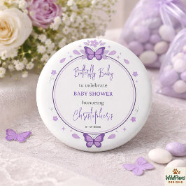 Bóton Redondo 2.54cm Purple Butterfly Baby Girl Baby Shower 