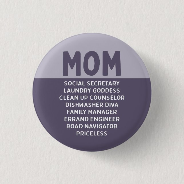 Bóton Redondo 2.54cm Purple Funny Mom Joke Mom's Life (Frente)