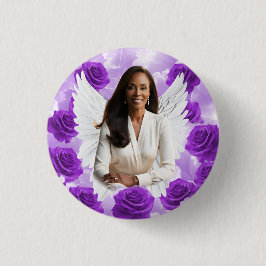 Bóton Redondo 2.54cm Purple Sky Funeral Memorial Button Rose Angel Wing