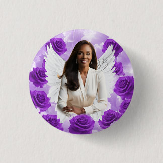 Bóton Redondo 2.54cm Purple Sky Funeral Memorial Button Rose Angel Wing