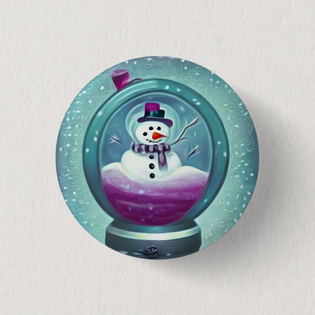 Bóton Redondo 2.54cm Purple Teal Painted Snow Globe (Frente)