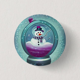 Bóton Redondo 2.54cm Purple Teal Painted Snow Globe