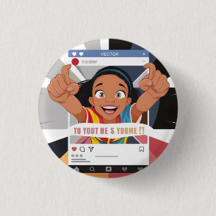 Bóton Redondo 2.54cm Quadro para Mídia Social Diversão Festa de Anivers