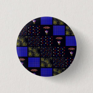 Bóton Redondo 2.54cm Quatro de Julho Patchwork Pattern - 4 de Julho