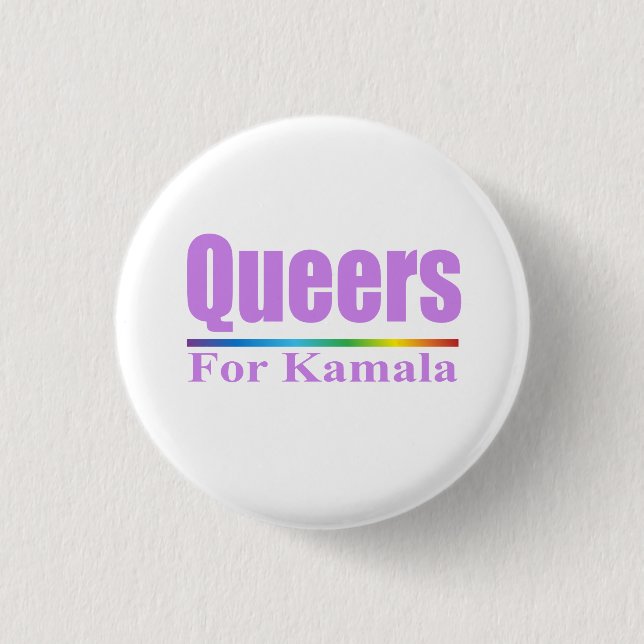 Bóton Redondo 2.54cm Queers for Kamala / Kamala Harris (Frente)