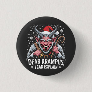 Bóton Redondo 2.54cm Querido Krampus eu posso explicar o Natal Papai No