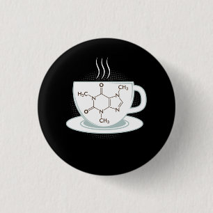 Bóton Redondo 2.54cm Química Caffeine Molecule
