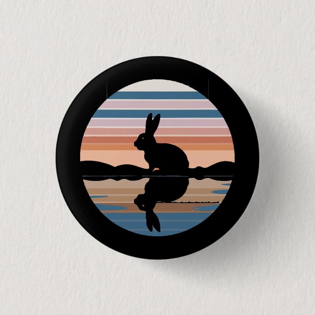 Bóton Redondo 2.54cm Rabbit Retro Sunset (Frente)