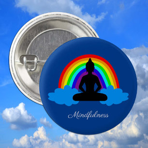 Bóton Redondo 2.54cm Rainbow Buddha e Ioga da Mindícia /meditação