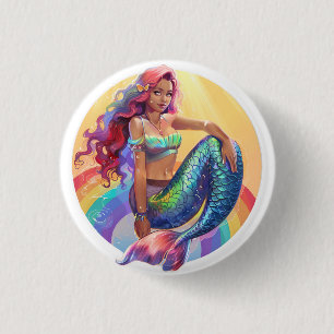 Bóton Redondo 2.54cm Rainbow Mermaid