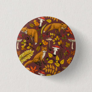 Bóton Redondo 2.54cm Raposas de outono de chocolate marrom