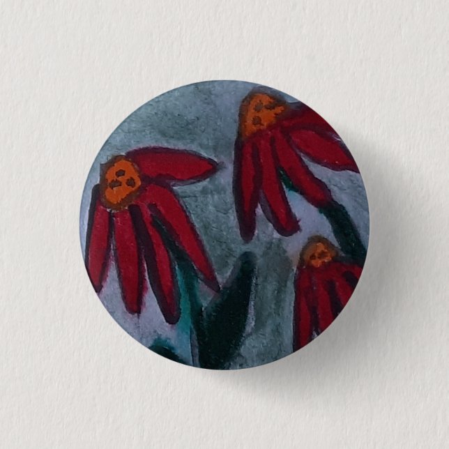 Bóton Redondo 2.54cm Red Daisies (Frente)