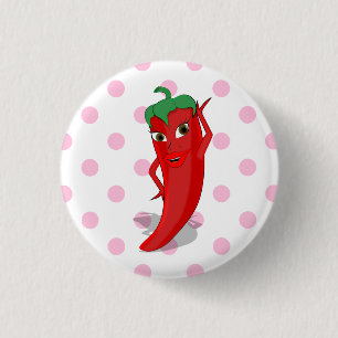 Bóton Redondo 2.54cm Red Hot Pepper Diva Bolinhas Rosa