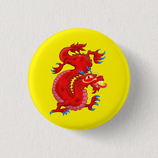 Bóton Redondo 2.54cm Red Oriental Dragon (Frente)