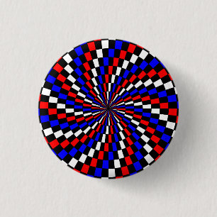 Bóton Redondo 2.54cm Red White Blue Checker Spiral por Kenneth Yoncich