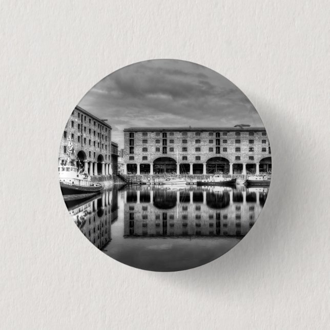 Bóton Redondo 2.54cm Reflexões de Albert Dock Liverpool (Frente)