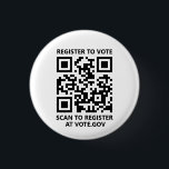 Bóton Redondo 2.54cm Registre-se para votar branco personalizado do Cód<br><div class="desc">Registre-se para votar código QR personalizável e botão preto e branco de texto. Texto preto totalmente personalizável sobre fundo de cores editável em branco para que você possa personalizá-lo e torná-lo exclusivo. Com código QR personalizável e verificável.</div>